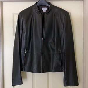 Ann Taylor LOFT black leather jacket 12